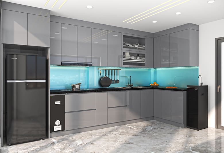 Tủ Bếp Inox Cánh Acrylic - Chống Nước, Chống Bám Bẩn